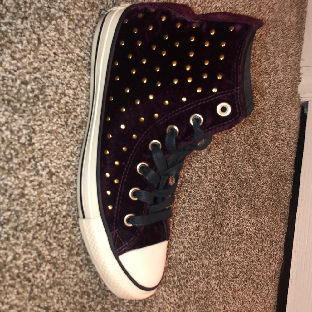 Velvet studded converse